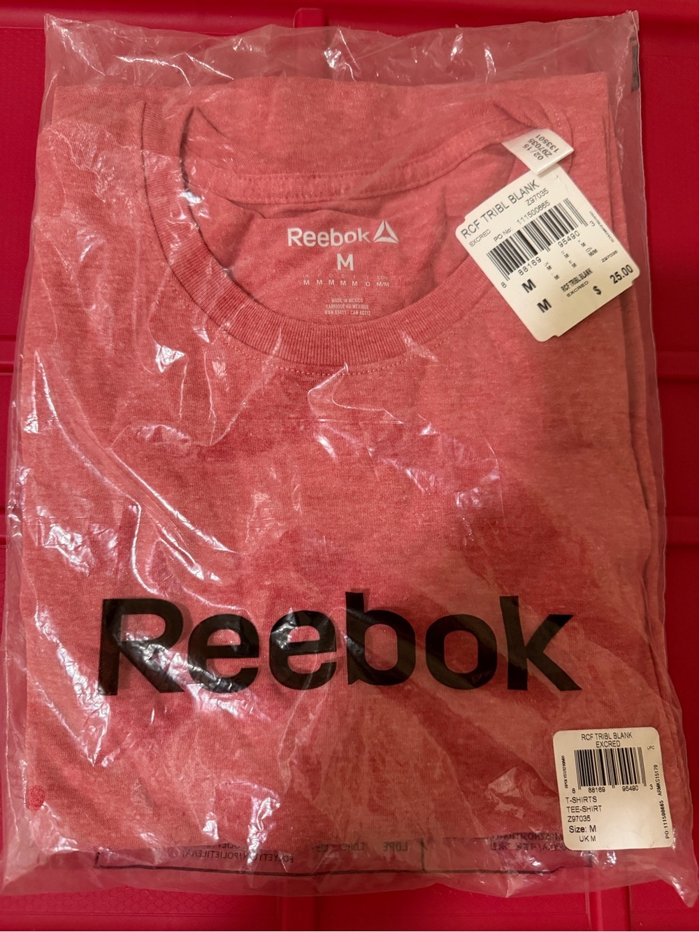 New Reebok Red Crewneck Logo T-Shirt medium